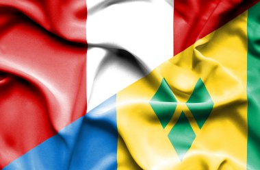 saint vincent ve Grenadinler ve peru bayrağı sallayarak