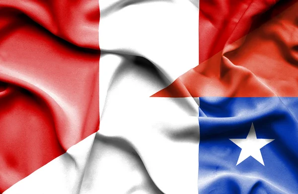 Waving flag of Chile and Peru — Stock Photo, Image