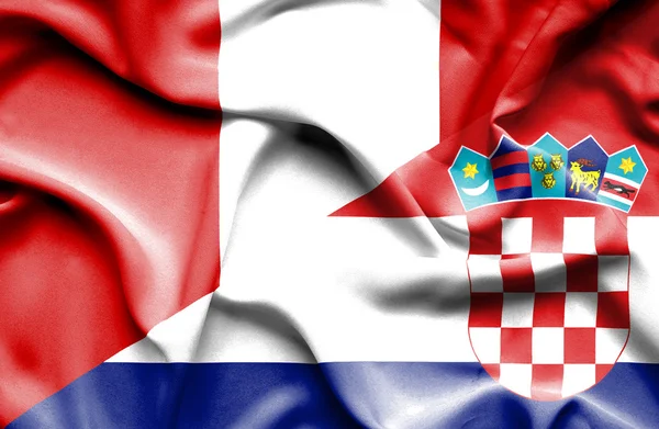 Waving flag of Croatia and Peru — Stock Photo, Image