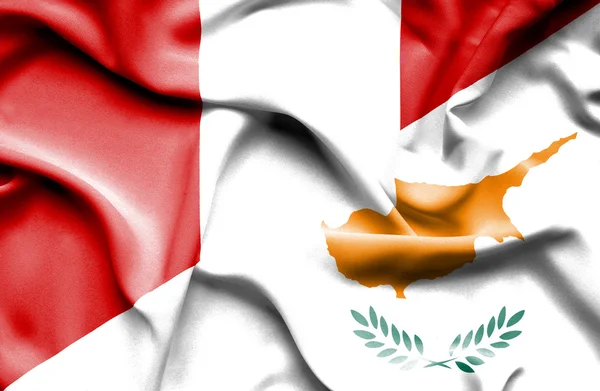 Waving flag of Cyprus and Peru — Stock Photo, Image