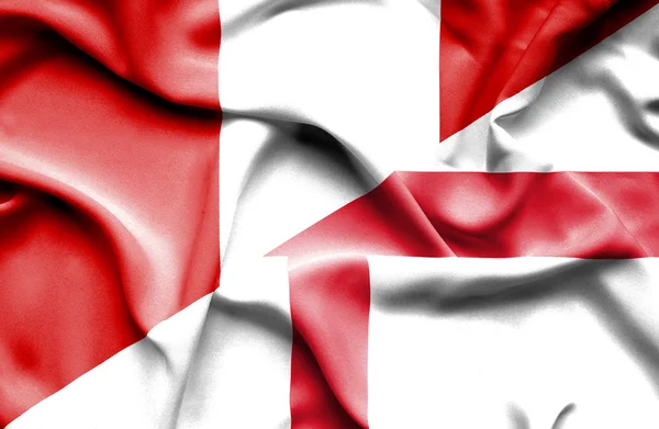 Waving flag of England and Peru — Stock Photo, Image