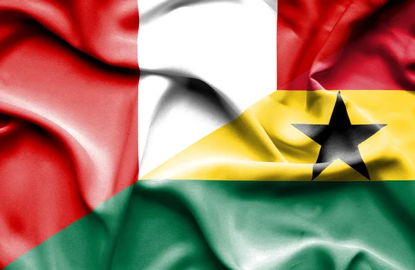 Bandiera sventolante del Ghana e Perù — Foto Stock