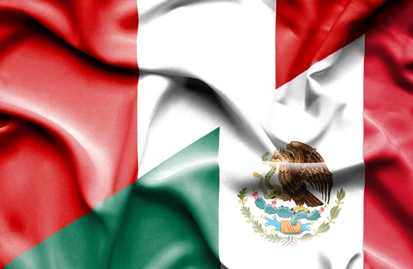 Vink flag Mexico og Peru - Stock-foto