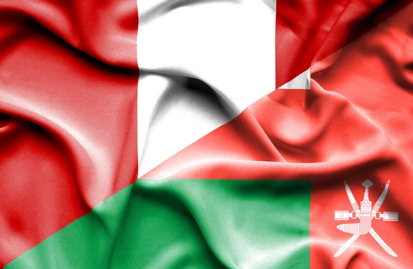 Bandera ondeante de Omán y Perú —  Fotos de Stock