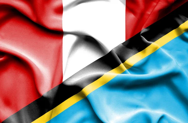 Tanzania och peru viftande flagga — Stockfoto