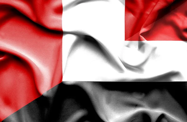 イエメン ・ ペルーの旗を振っています。 — ストック写真