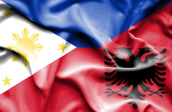 Bandera ondeante de Albania y Filipinas —  Fotos de Stock