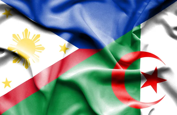 阿尔及利亚和菲律宾那飘扬的旗帜 — 图库照片