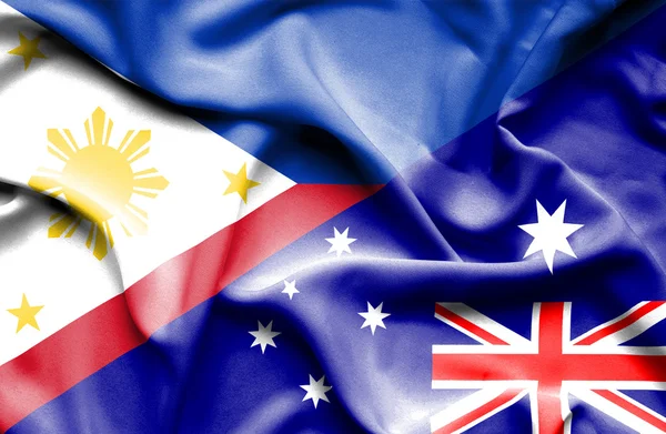 澳大利亚和菲律宾的那飘扬的旗帜 — 图库照片