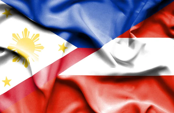 Bandera ondeante de Austria y Filipinas —  Fotos de Stock