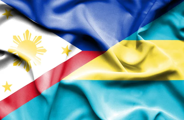 Waving flag of Bahamas and Philippines — Stock Photo, Image