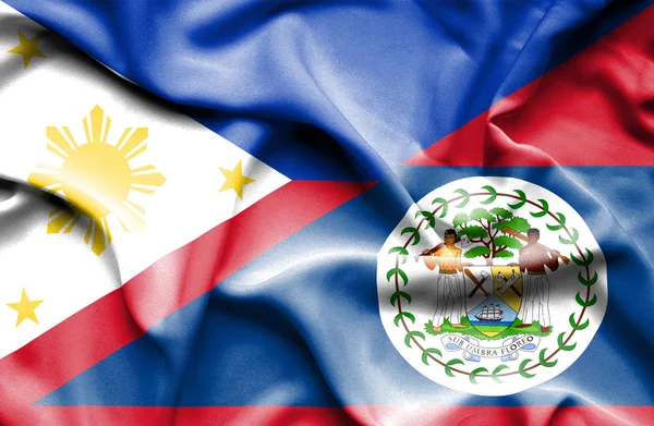 Sventolando bandiera del Belize e Filippine — Foto Stock