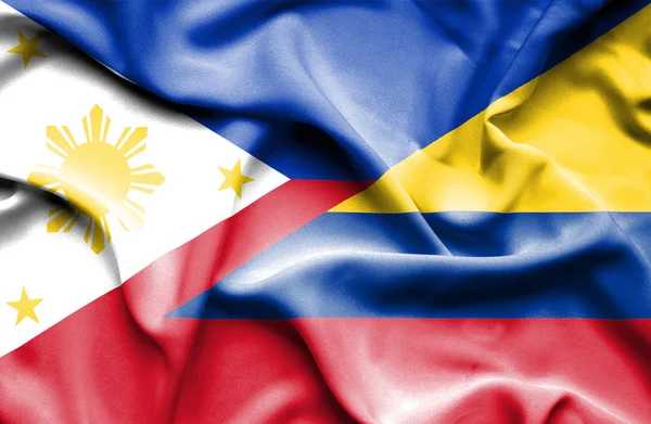 Bandera ondeante de Colombia y Filipinas —  Fotos de Stock