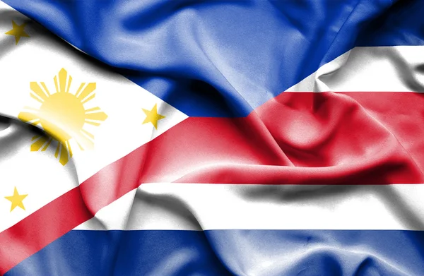 Bandiera sventolante di Costa Rica e Filippine — Foto Stock