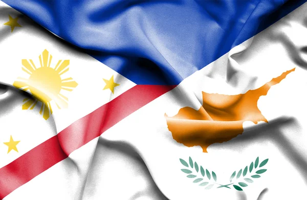 Wapperende vlag van cyprus en de Filippijnen — Stockfoto