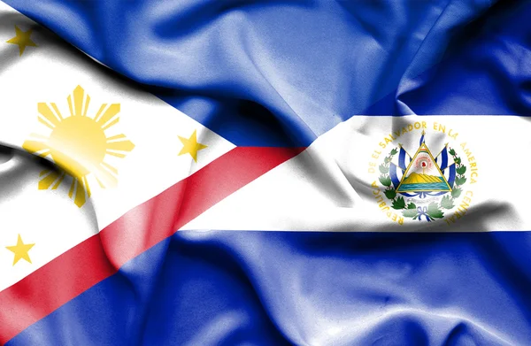 Bandera ondeante de El Salvador y Filipinas —  Fotos de Stock