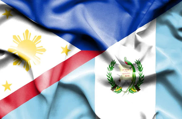 Bandiera sventolante di Guatemala e Filippine — Foto Stock