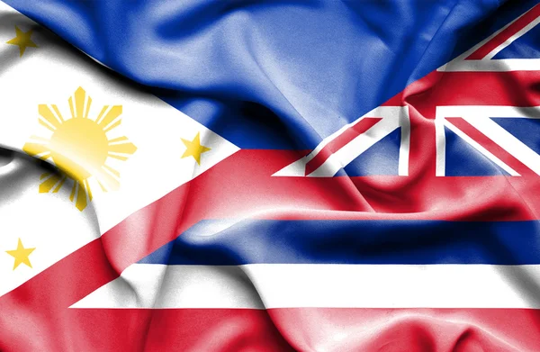 夏威夷和菲律宾的那飘扬的旗帜 — 图库照片