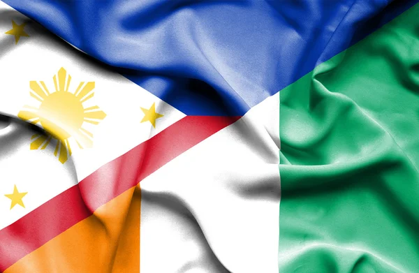 Wapperende vlag van Ivoorkust en Filippijnen — Stockfoto