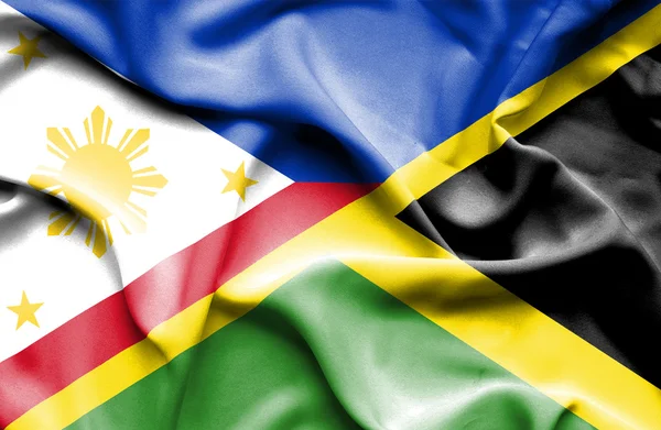 Wapperende vlag van jamaica en, Filippijnen — Stockfoto