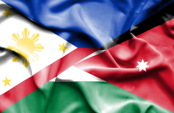 Bandera ondeante de Jordania y Filipinas —  Fotos de Stock