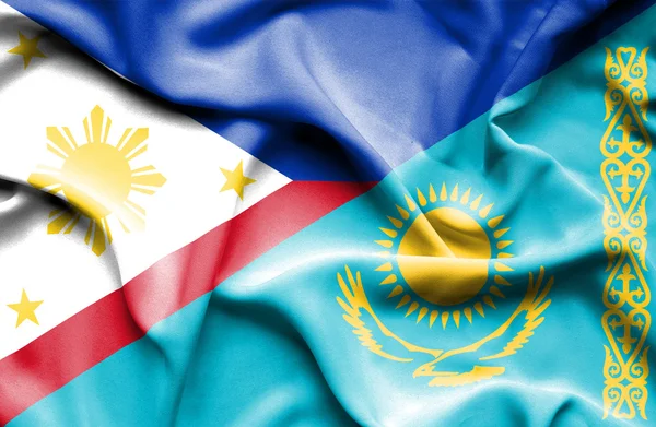 ธงของคาซัคสถานและฟิลิปปินส์ — ภาพถ่ายสต็อก