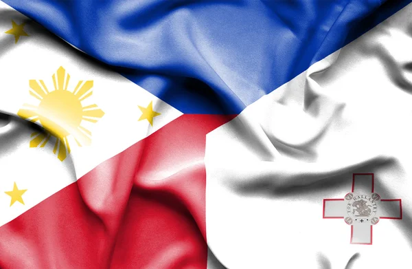 Bandera ondeante de Malta y Filipinas — Foto de Stock