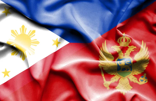 Wapperende vlag van montenegro andphilippines — Stockfoto