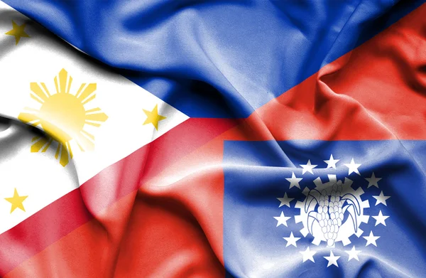 Wapperende vlag van myanmar en Filippijnen — Stockfoto