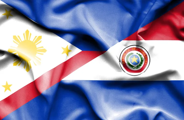 Vlající vlajka Paraguaye a Filipíny — Stock fotografie