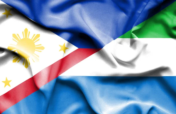 Bandera ondeante de Sierra Leona y Filipinas —  Fotos de Stock
