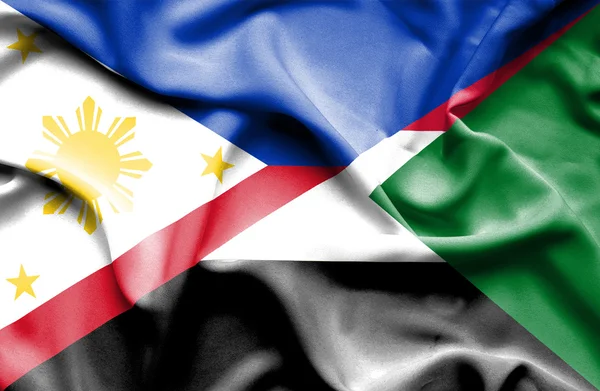 Wapperende vlag van Soedan en de Filippijnen — Stockfoto