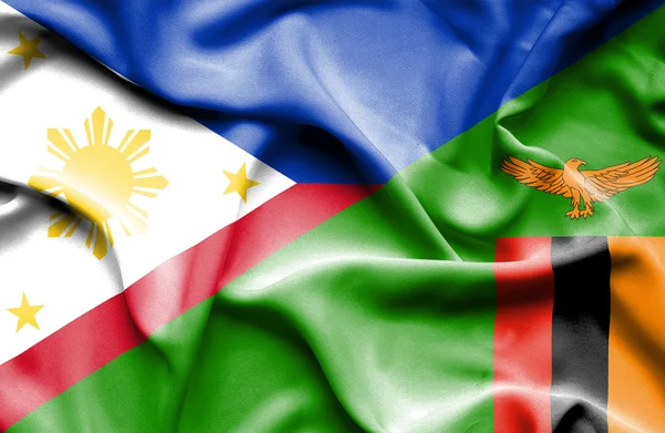 ジンバブエ、フィリピンの旗を振ってください。 — ストック写真