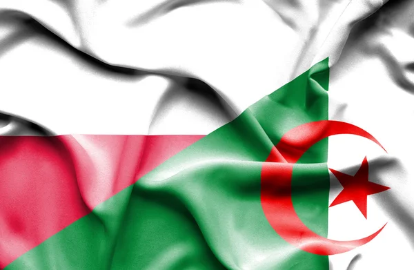 Waving flag of Algeria and Poland — Stock Photo, Image