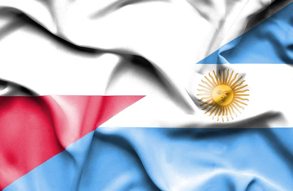 Flagge Argentiniens und Polens schwenken — Stockfoto