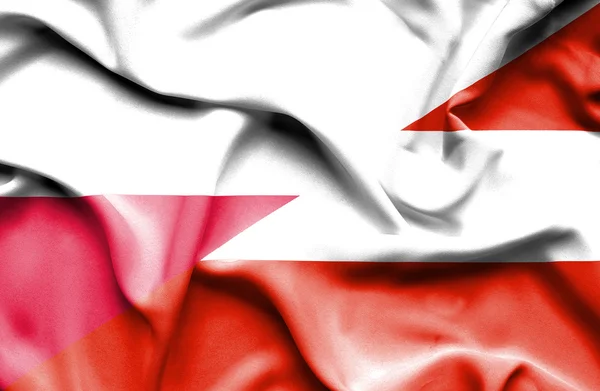 Bandera ondeante de Austria y Polonia — Foto de Stock