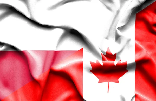 Waving flag of Canada and Poland — Stock Photo, Image