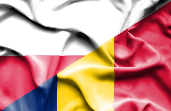 Bandera ondeante de Chad y Polonia —  Fotos de Stock