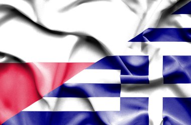 Yunanistan ve Polonya bayrağı sallayarak