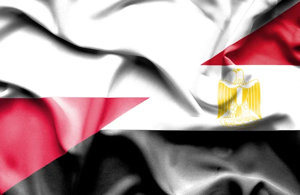 Waving flag of Egypt and Poland — Stock Photo, Image