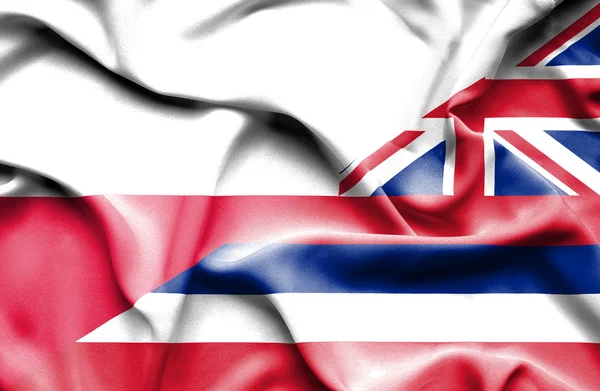 Waving flag of Hawaii and Poland — Stock Photo, Image