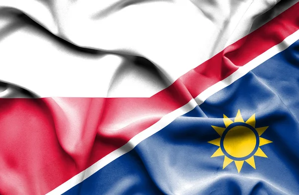 Bandera ondeante de Namibia y Polonia — Foto de Stock