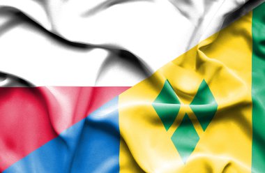 saint vincent ve Grenadinler ve Polonya bayrağı sallayarak