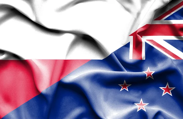 Drapeau de la Nouvelle-Zélande et de la Pologne — Photo