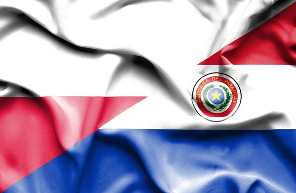 Sventolando bandiera del Paraguay e della Polonia — Foto Stock
