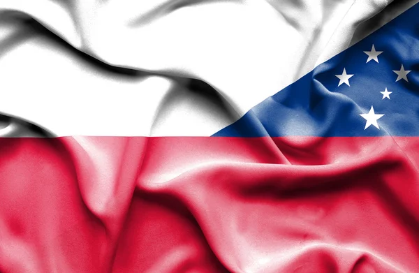 Samoa och Polen viftande flagga — Stockfoto