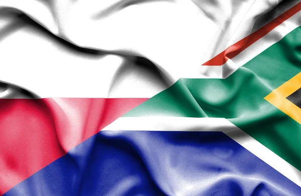 Sydafrika och Polen viftande flagga — Stockfoto