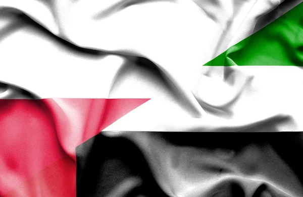 Mávání vlajkou Spojené arabské emiráty a Polsko — Stock fotografie
