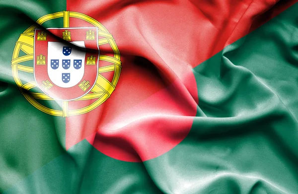 Bandera ondeante de Bangladesh y Portugal —  Fotos de Stock