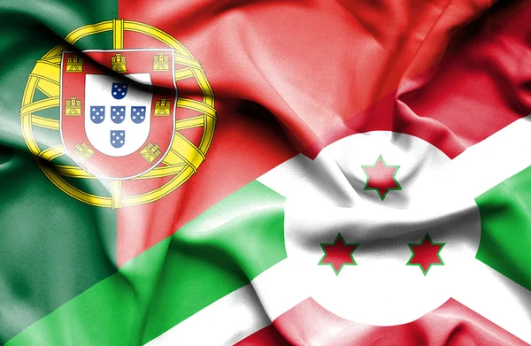 Bandeira acenando de Burundi e Portugal — Fotografia de Stock